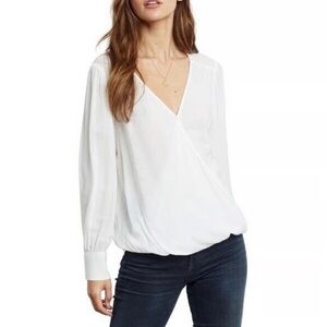 NWT RAILS Revolve Hillary Ivory Jacquard Snake Faux Wrap Blouse